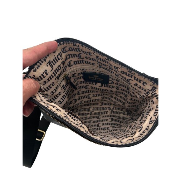 JUICY COUTURE Blk Chain Logo Crossbody‎ Gold Hardware Gothic Monogram Lining Y2K - Picture 9 of 10